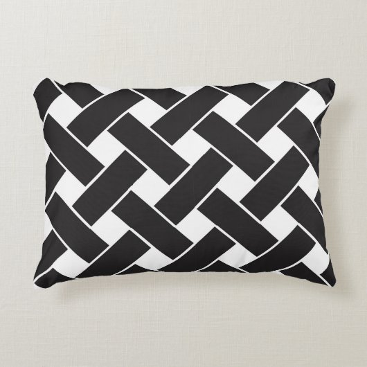 黒モダン白の幾何学模様 アクセントクッション (正面)