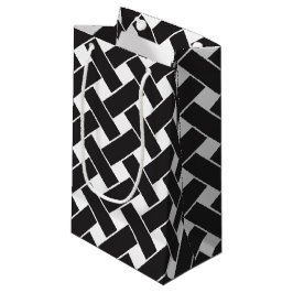 黒モダン白の幾何学模様 スモールペーパーバッグ