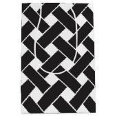 黒モダン白の幾何学模様 ミディアムペーパーバッグ (正面)