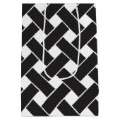 黒モダン白の幾何学模様 ミディアムペーパーバッグ (裏面)