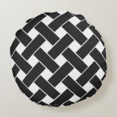 黒モダン白の幾何学模様 ラウンドクッション (裏面)