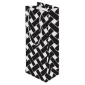 黒モダン白の幾何学模様 ワインギフトバッグ (裏面アングル)