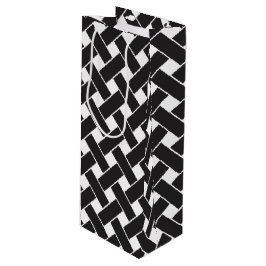 黒モダン白の幾何学模様 ワインギフトバッグ