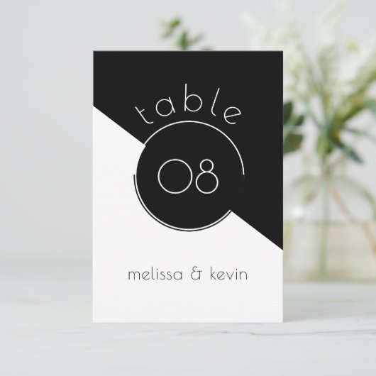 黒モダン白の幾何学的デザイン 招待状 (スタンド正面)