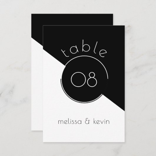 黒モダン白の幾何学的デザイン 招待状 (正面/裏面)