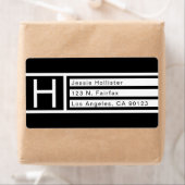 黒モダン白の幾何学的差出人住所 ラベル (インサイチュ)