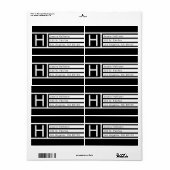 黒モダン白の幾何学的差出人住所 ラベル (フルシート)