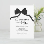 黒モダン白の弓コケット40歳の誕生日 招待状 (スタンド正面)