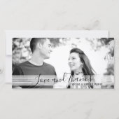 黒モダン白の愛と感謝していフォトカード サンキューカード (正面)