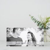 黒モダン白の愛と感謝していフォトカード サンキューカード (スタンド正面)