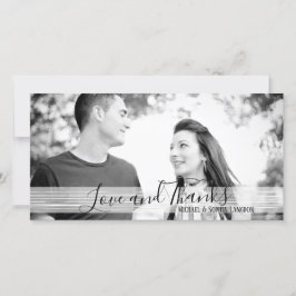 黒モダン白の愛と感謝していフォトカード サンキューカード