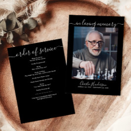 黒モダン白の手書きスクリプト葬儀 プログラム