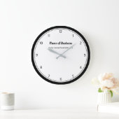 黒モダン白の数字シンプル付き平野 ラージ壁時計 (ホーム)