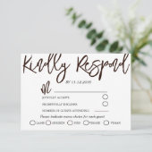 黒モダン白の書道結婚式RSVP 出欠カード (スタンド正面)