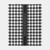 黒モダン白の格子縞 フリースブランケット (正面)