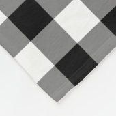黒モダン白の格子縞 フリースブランケット (角)