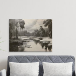 黒モダン白の横絵画景 ポスター