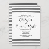 黒モダン白の水彩色婚約パーティ 招待状 (正面/裏面)