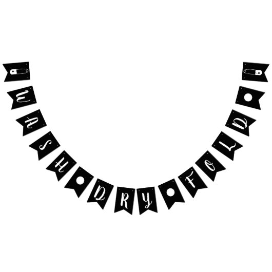 黒モダン白の洗濯物干し折り洗濯室 バンティングフラッグ (全)