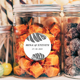 黒モダン白の熱帯結婚帯 ラウンドシール