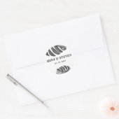 黒モダン白の熱帯結婚帯 ラウンドシール (封筒)