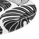 黒モダン白の熱帯葉 カッティングボード (角)