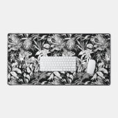 黒モダン白の熱帯離れ デスクマット (キーボード&マウス)