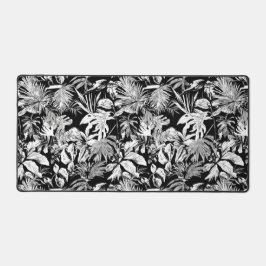 黒モダン白の熱帯離れ デスクマット