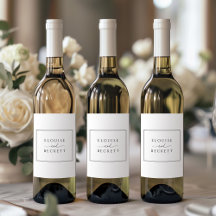 黒モダン白の結婚ボトルラベル