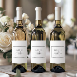 黒モダン白の結婚ボトルラベル ワインラベル