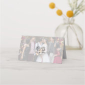 黒モダン白の結婚写真 プレイスカード (裏面)