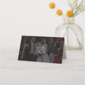 黒モダン白の結婚写真 プレイスカード (裏面)