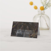 黒モダン白の結婚写真 プレイスカード (正面)