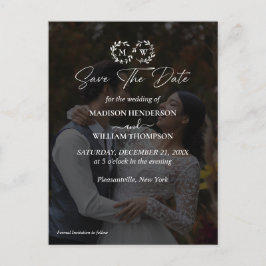 黒モダン白の結婚写真 ポストカード