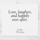 黒モダン白の結婚引用文愛の笑い リキュールボトルラベル (シングルラベル)