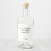 黒モダン白の結婚引用文愛の笑い リキュールボトルラベル (正面)