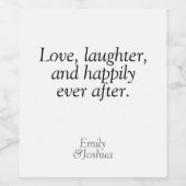 黒モダン白の結婚引用文愛の笑い ワインラベル (シングルラベル)