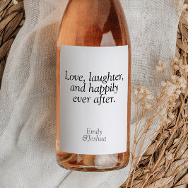 黒モダン白の結婚引用文愛の笑い ワインラベル