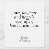 黒モダン白の結婚引用文愛の笑い ワインラベル (シングルラベル)