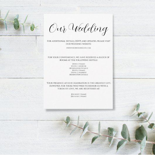 黒モダン白の結婚詳細 エンクロージャーカード