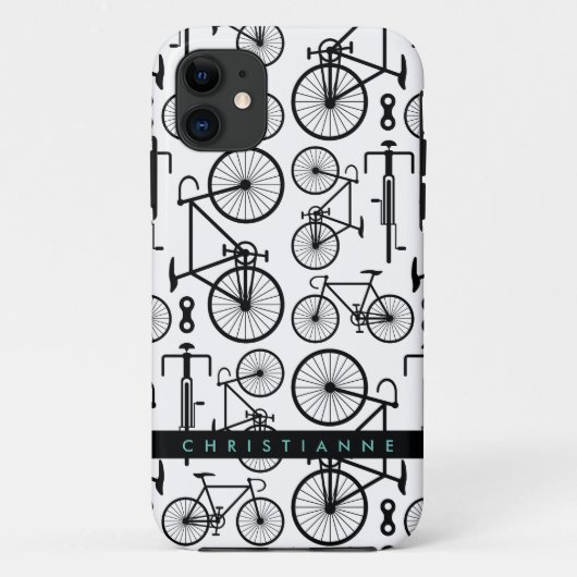 黒モダン白の自転車パターン Case-Mate iPhoneケース (裏面)