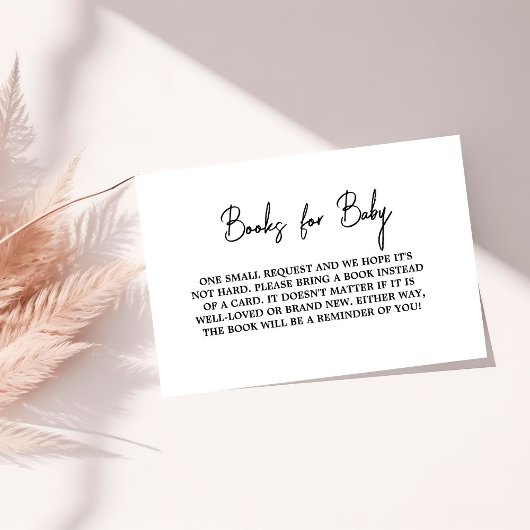 黒モダン白の赤ちゃんシャワーブックリクエスト エンクロージャーカード