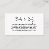 黒モダン白の赤ちゃんシャワーブックリクエスト エンクロージャーカード (正面)