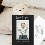 黒モダン白の赤ちゃんシャワー写真 サンキューカード