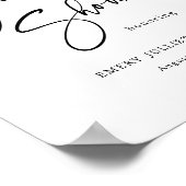 黒モダン白の赤ちゃんシャワー歓迎サイン ポスター (角)