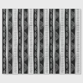 黒モダン白の部族模様 ラッピングペーパー (フラット)