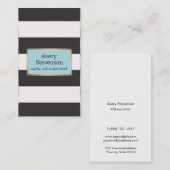 黒モダン白の金ゴールドが並びストライプたプラーク 名刺 (正面/裏面)