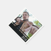 黒モダン白の院生パーティーカスタムナプキンス スタンダードカクテルナプキン (角)