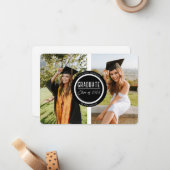 黒モダン白の院生2枚写真 ノートカード (正面/裏面インサイチュ)