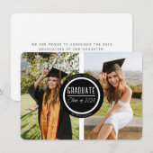 黒モダン白の院生2枚写真 ノートカード (正面/裏面)